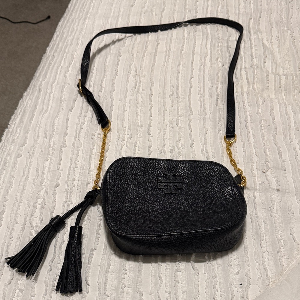 Tory Burch Black Crossbody Bag with Gold Chain